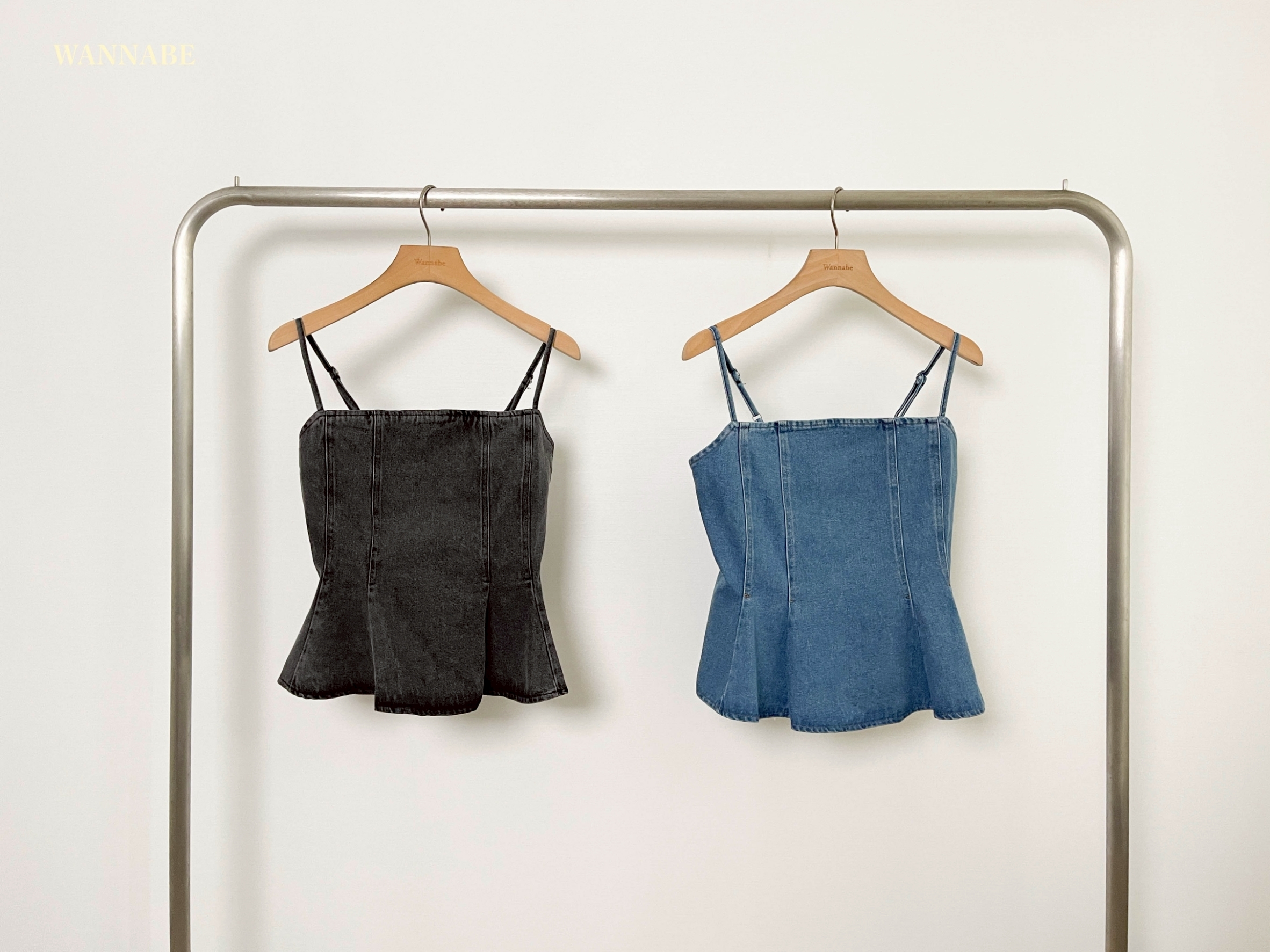 G6090-修身牛仔細肩背心