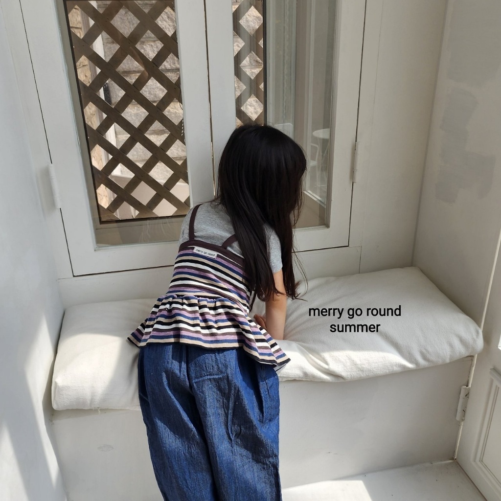 正韓夏Merry-go-round 彩色條紋吊帶背心