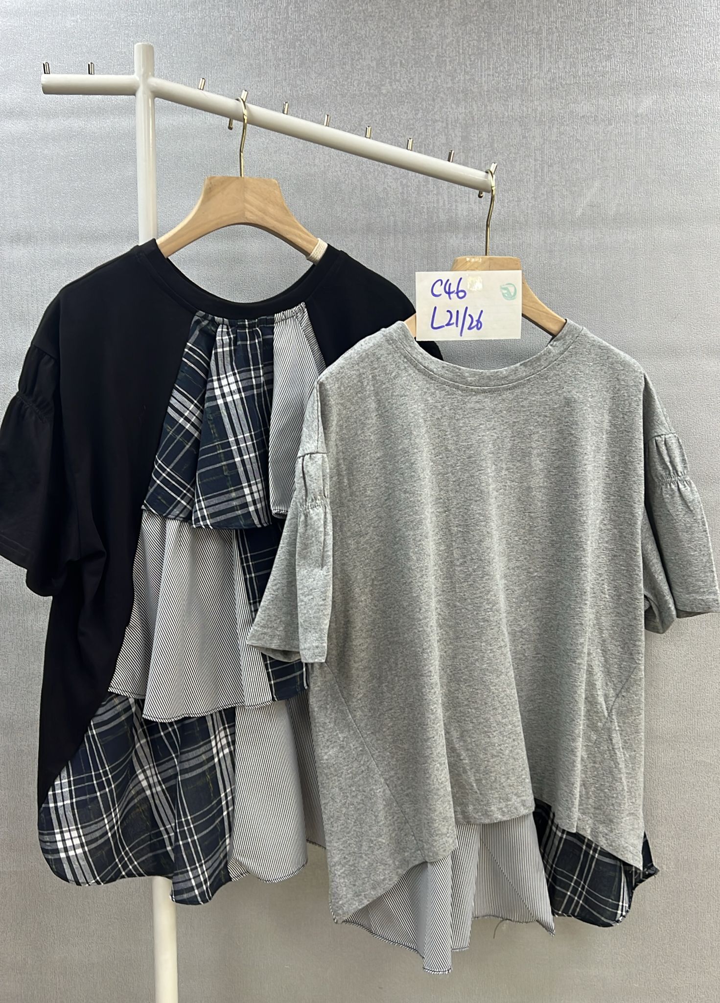 CF9802 背拼布TEE  胸46  長21/26