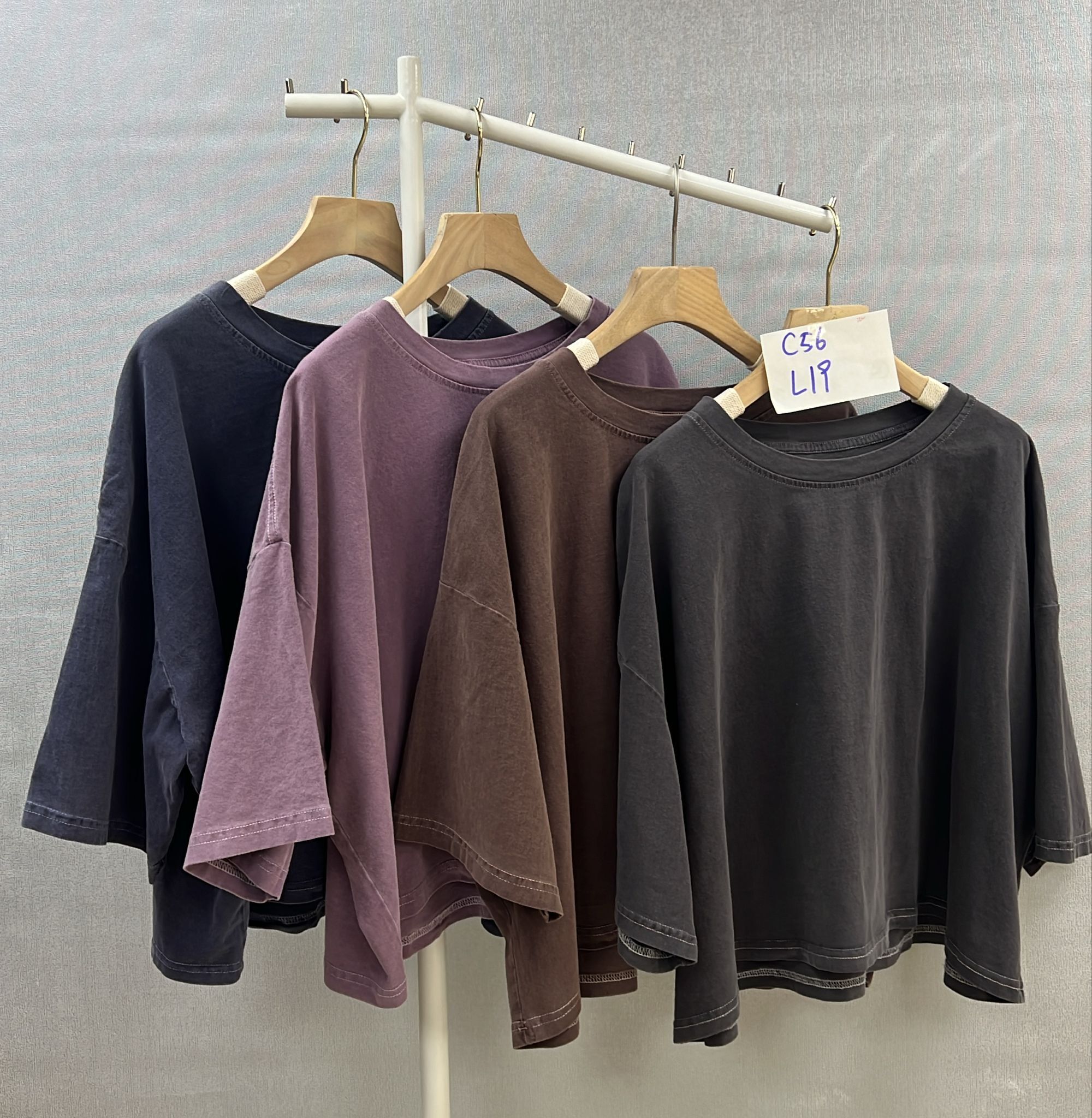 CF9808 淨色中袖Tee 胸56  長19