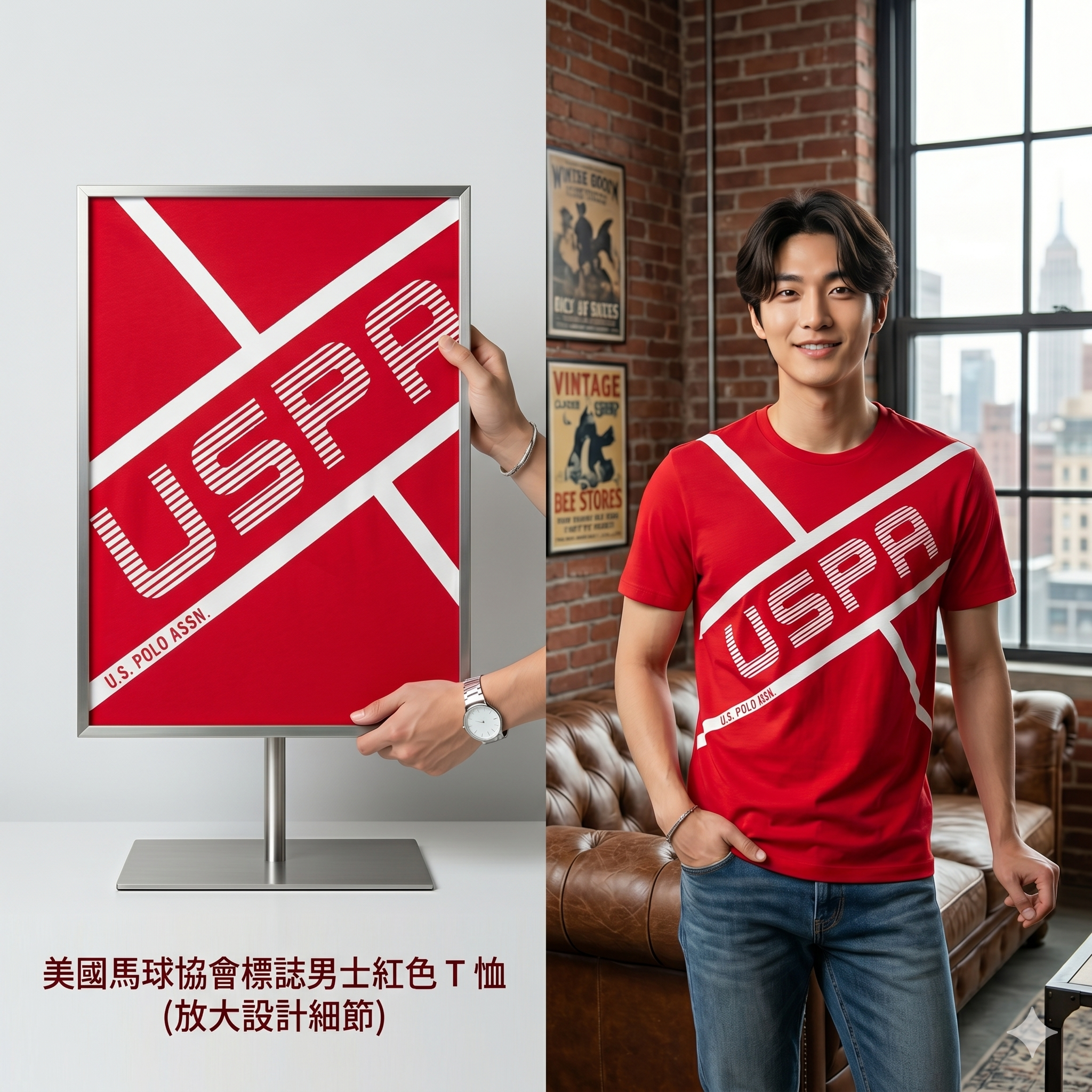 【預購】U.S. POLO ASSN. H041804 線條圖案 T 恤