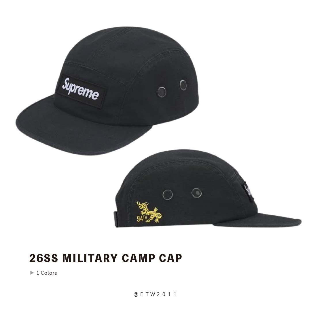 ☆ETW☆【EASY TO WEAR】SUPREME 26SS Military Camp Cap 五分割 龍 刺繡 帽