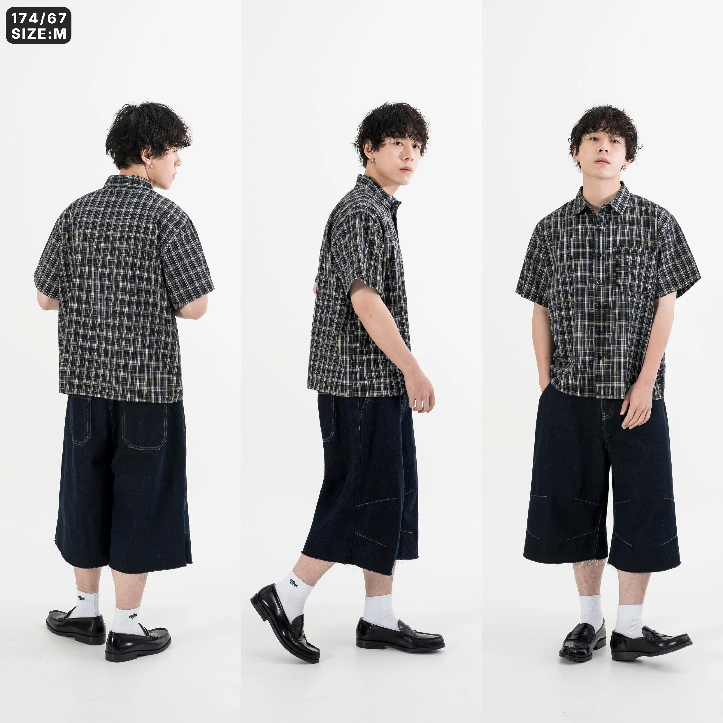 AGILITY Tailored Baggy Jorts 剪裁褶線 七分 牛仔短褲 [J76]
