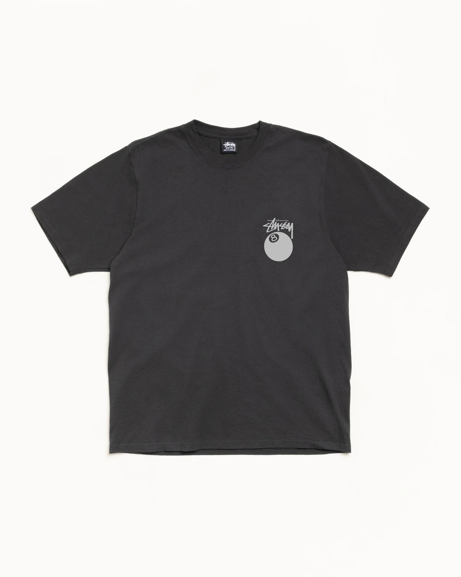 Stussy 8 BALL TEE PIGMENT DYED  Faded Black (26年 灰色波)