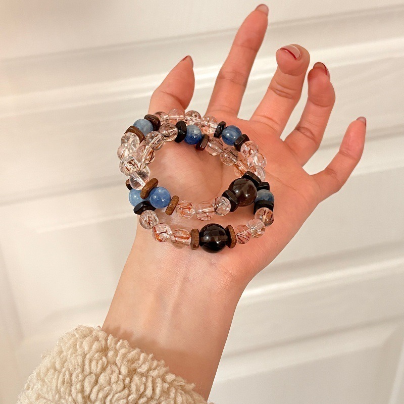 【浮藍】黑金超七x藍晶石x沉香能量水晶手鍊