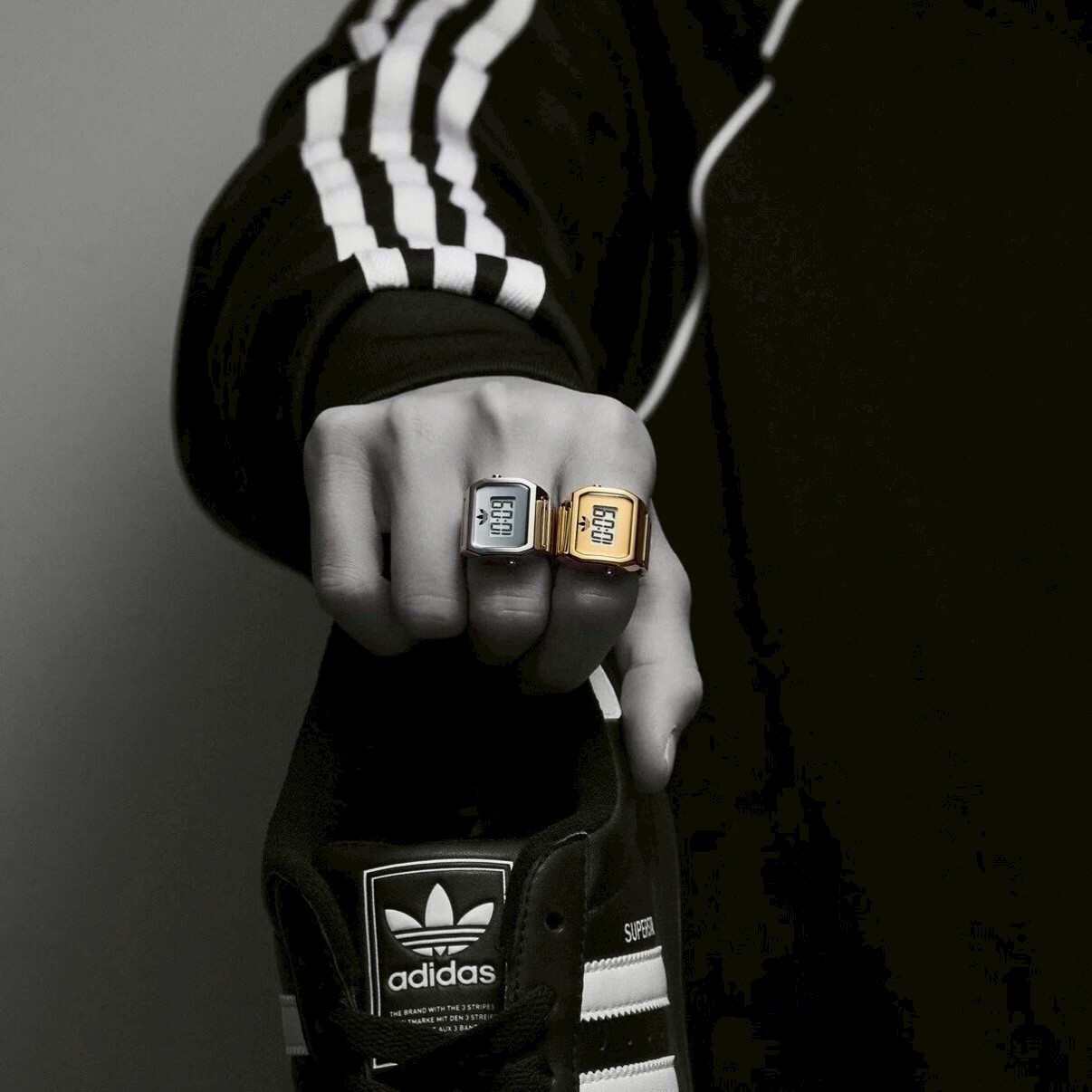 【Luxury】 ADIDAS ORIGINALS 愛迪達三葉草戒指手錶 金銀兩色 防水手錶戒指 復古款 2026新款錶戒愛迪達