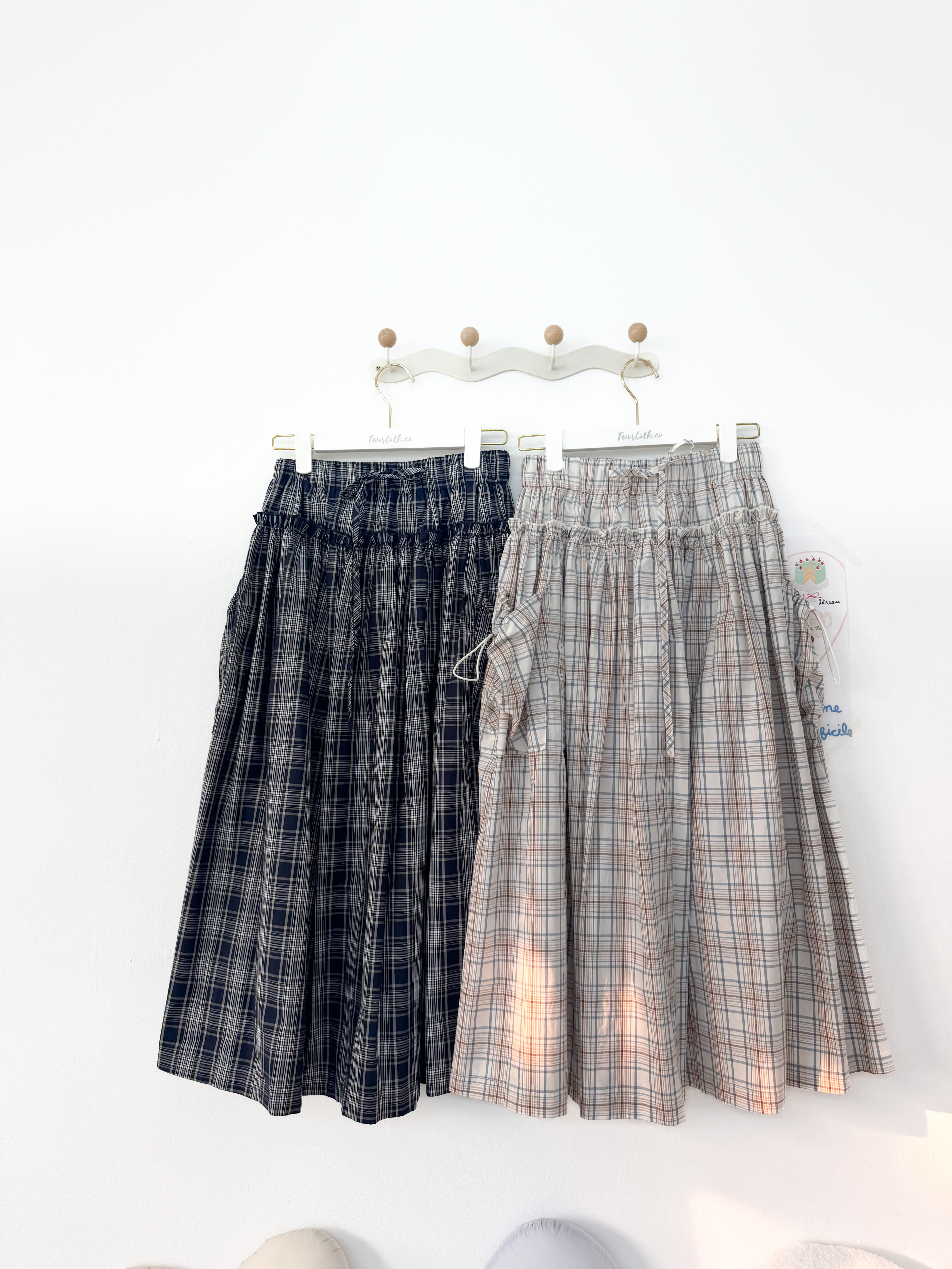 索索口袋學院格子長裙 · 2色入