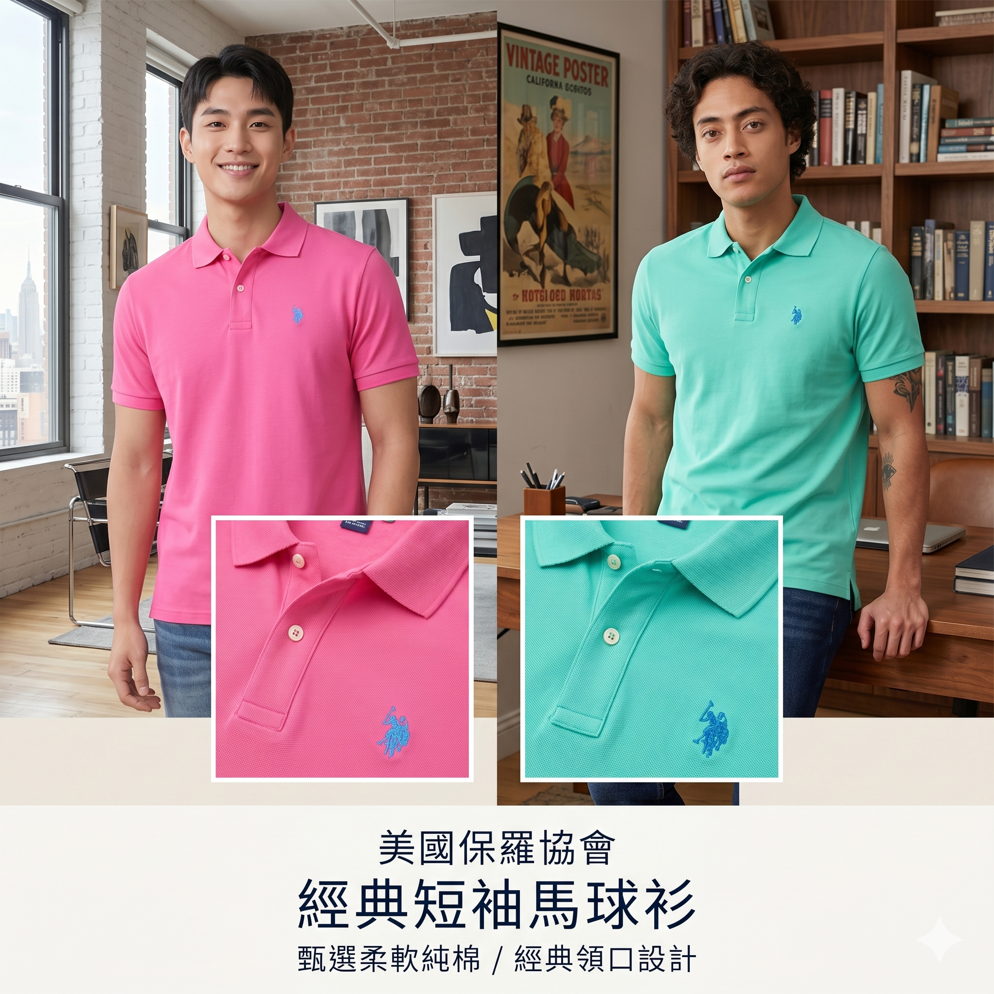 【預購】U.S. POLO ASSN. H041821 純色雙面布 Polo 衫