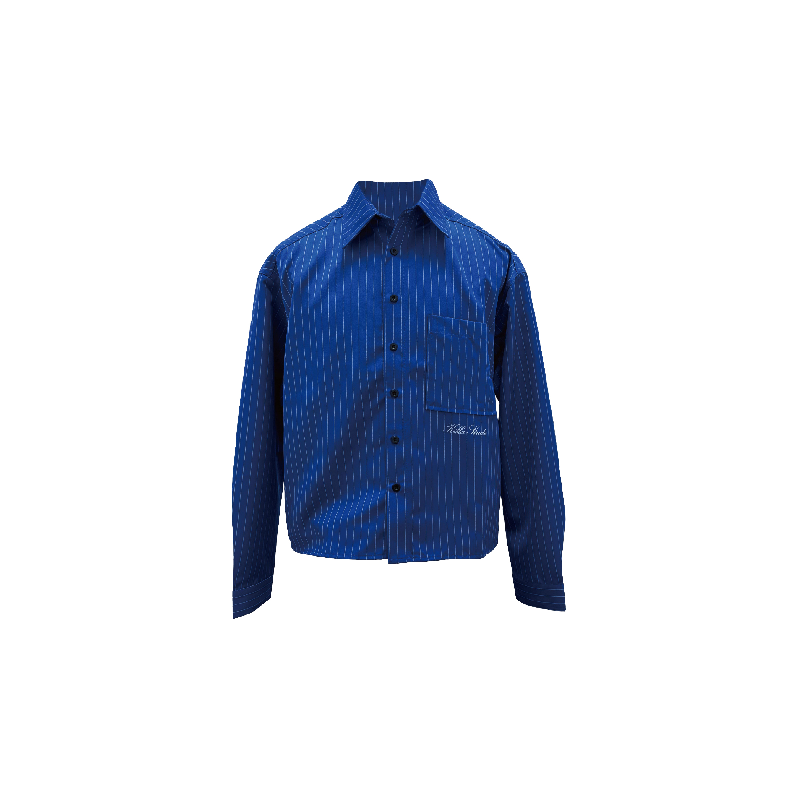 Fashion Killia PINSTRIPE BOXY SHIRT 大直紋 標語 襯衫