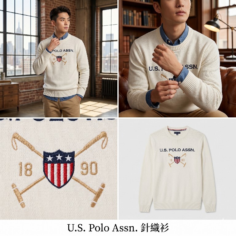 【預購】U.S. POLO ASSN. H041828 球槌刺繡圓領針織衫