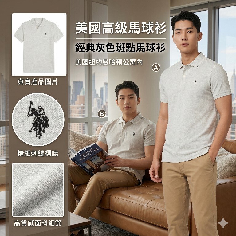 【預購】U.S. POLO ASSN. H041822 修身版型純色珠地 Polo 衫