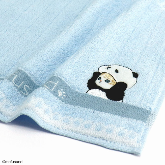 Mofusand 刺繡 手帕 Towel （淡彩蕾絲藍）