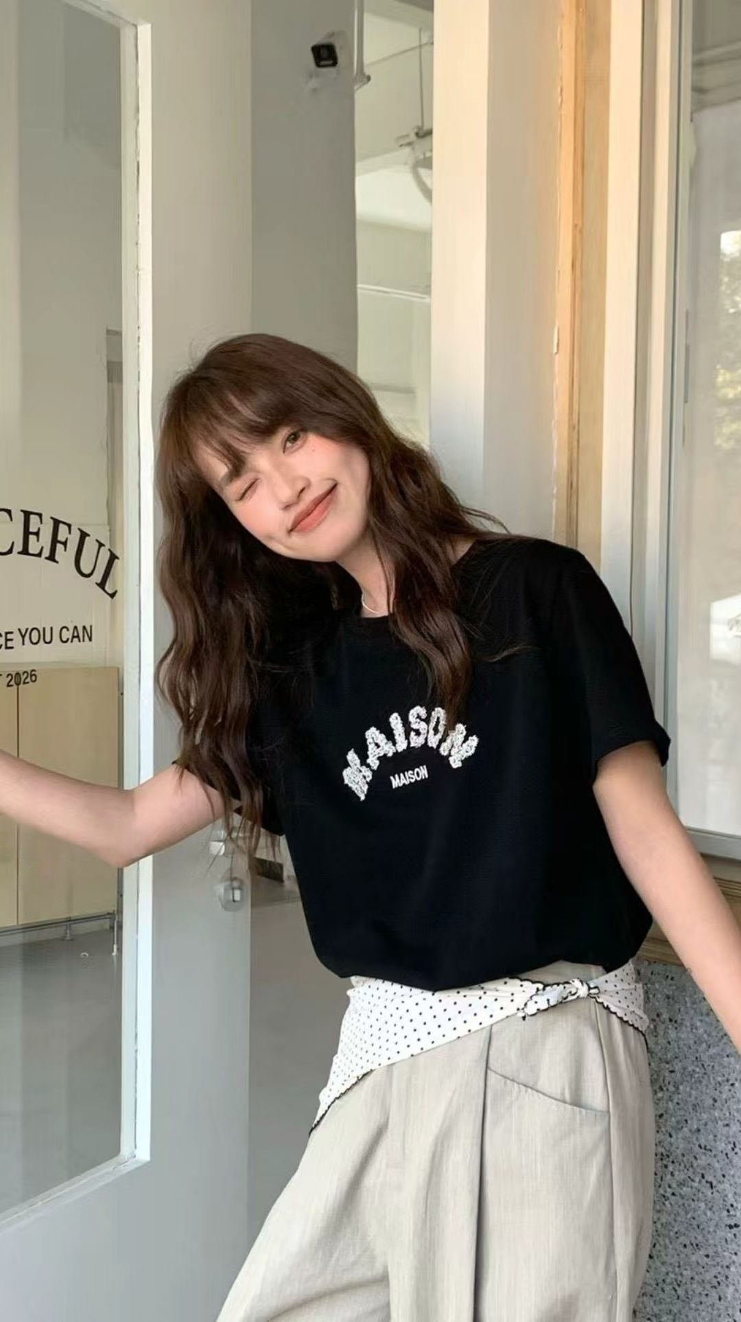 G6097-字母刺繡百搭短T