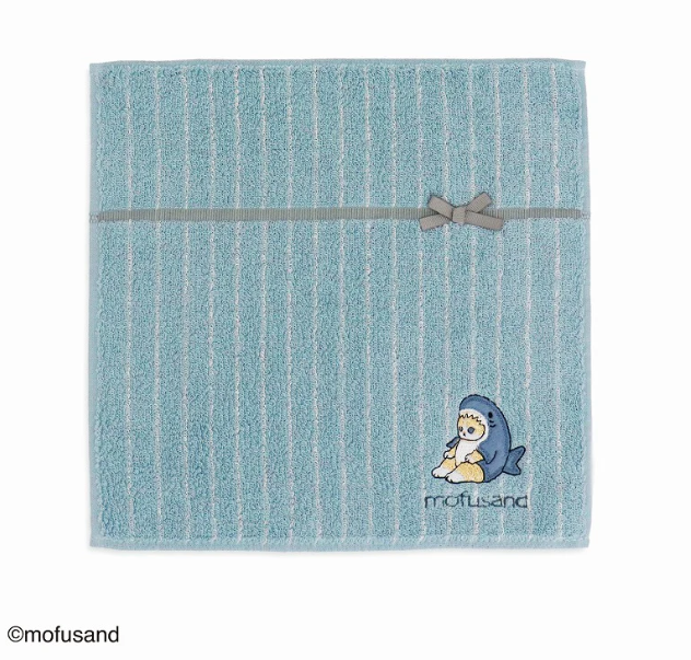 Mofusand 刺繡 手帕 Towel 鯊魚貓 藍