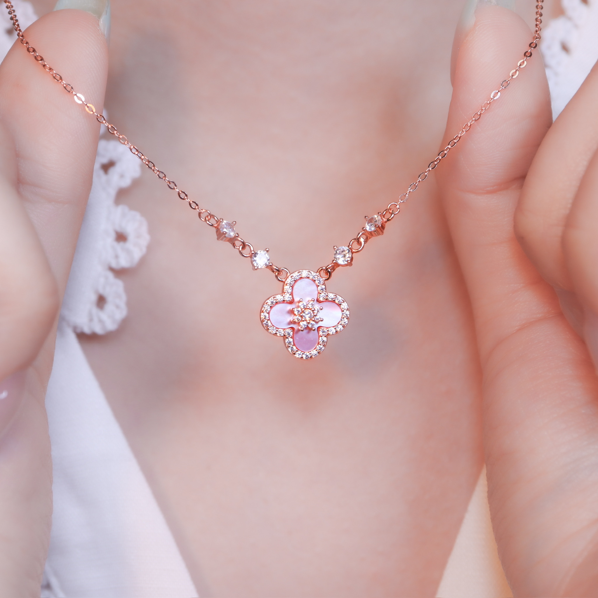 | 925純銀・厚鍍白金・ 厚鍍玫瑰金 | 時刻幸福項鍊 (銀/玫瑰金) | NE1636 |