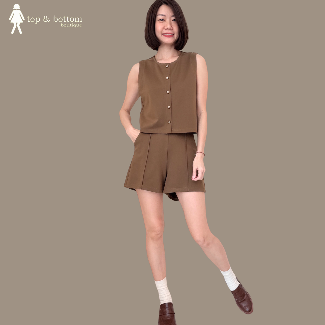 SOFT FABRIC BUTTON BLOUSE & SHORTS SET SUIT