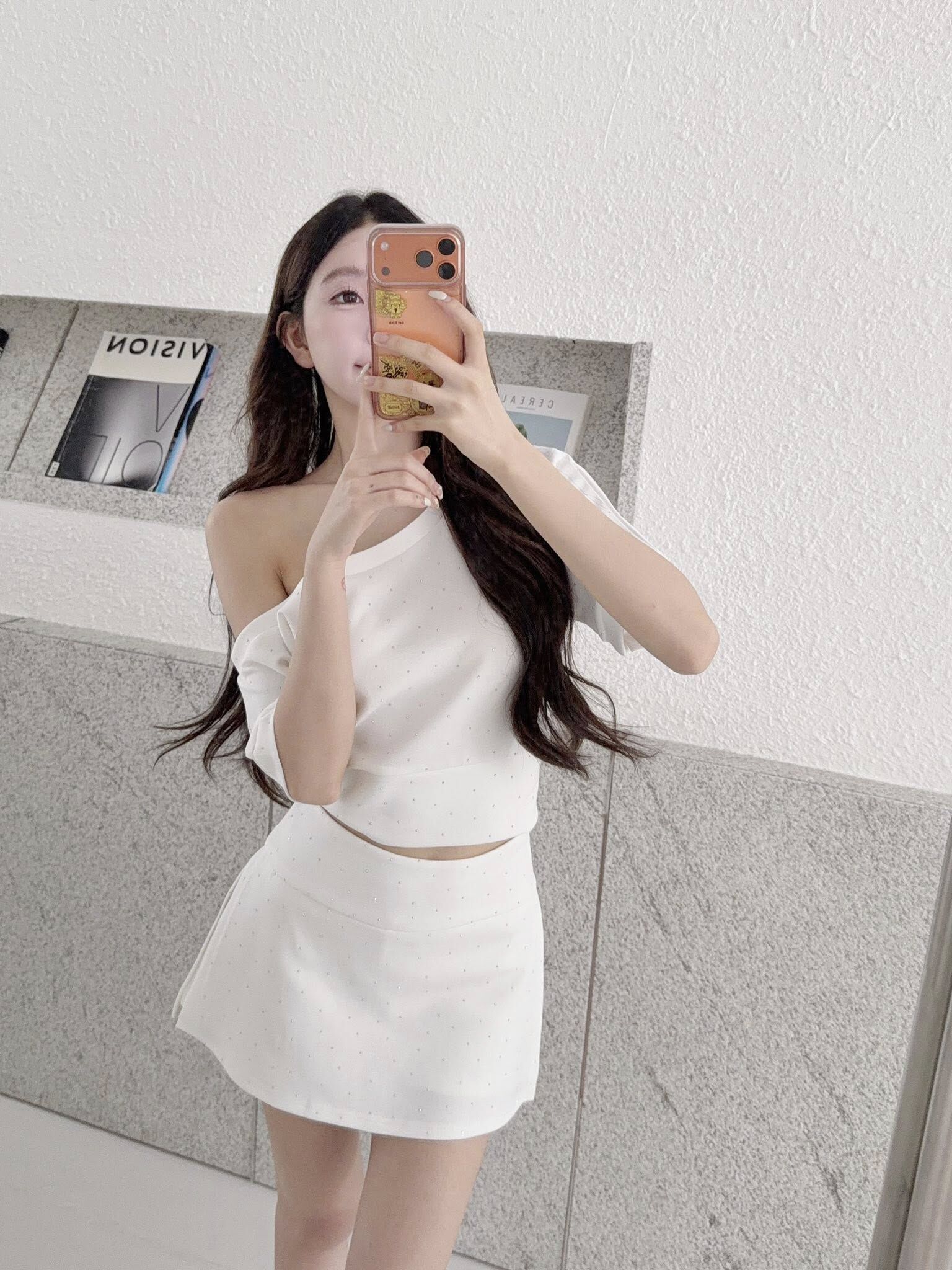 ⭐ 甜欲辣妹滿天星亮鑽短裙套裝💜