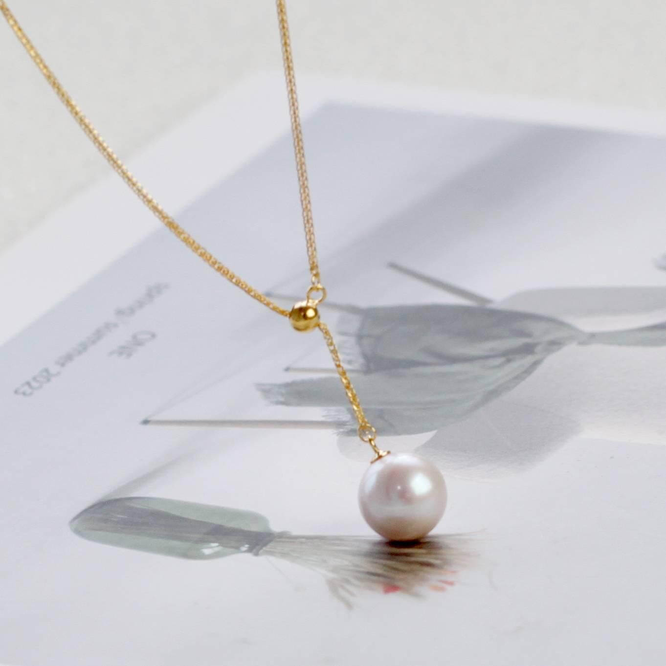 (EC74) 11-12MM天然淡水珍珠Y字頸鏈(S925) - #珍珠 #2004PE