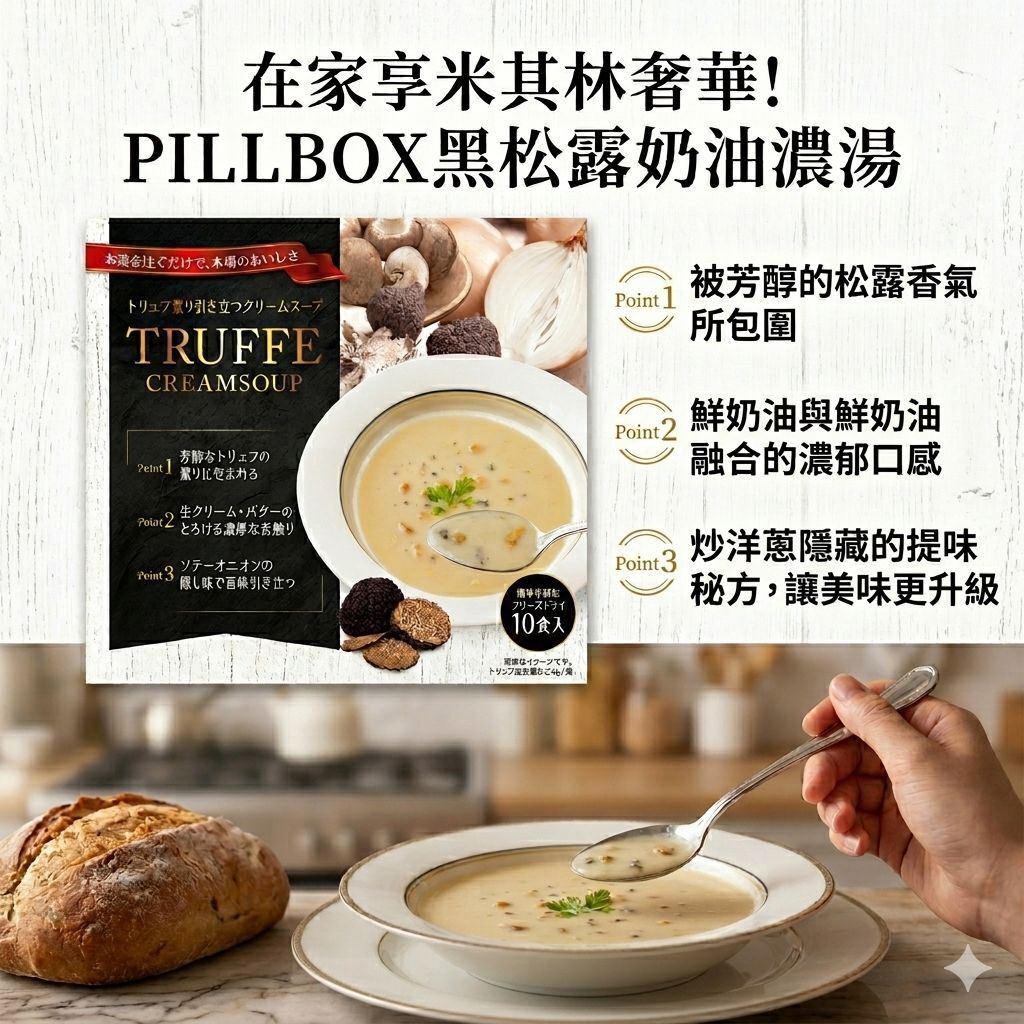 【預購】JM041811 PILLBOX 法式黑松露奶油濃湯 (10食入)