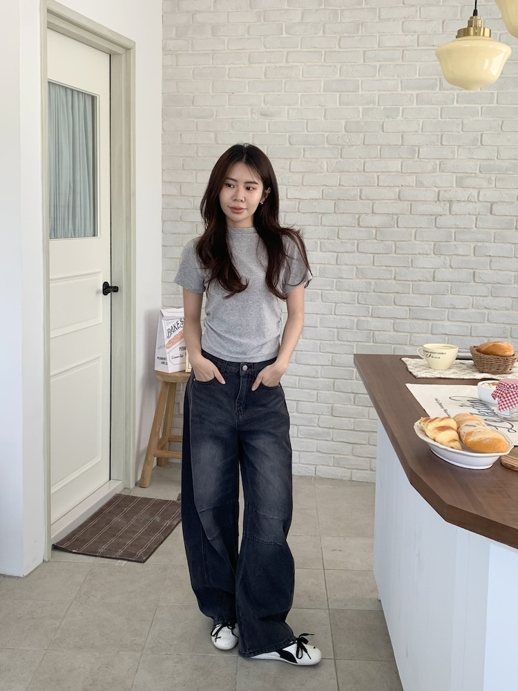 門市熱賣水洗繭型褲