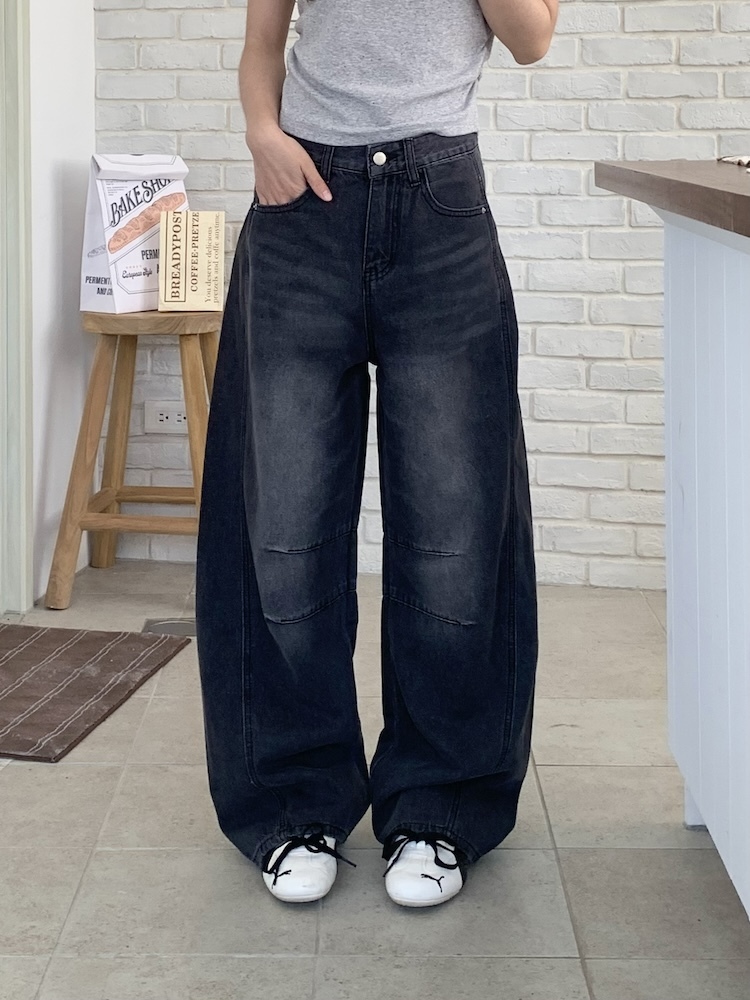 門市熱賣水洗繭型褲