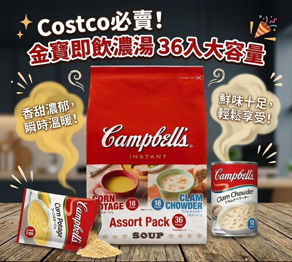【預購】JM041813 Campbell's 金寶即飲濃湯綜合包