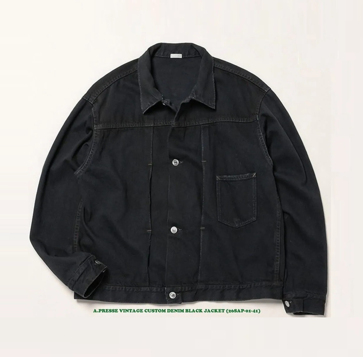 LAST PCS: A.PRESSE 2026 VINTAGE CUSTOM DENIM BLACK JACKET (26SAP-01-41) - SIZE 48 PRE ORDER ITEM (預訂中)