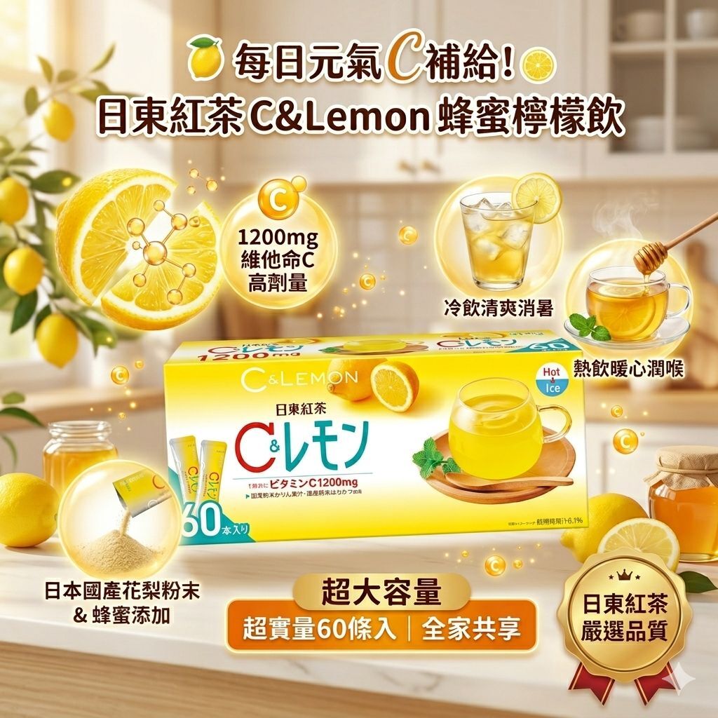 【預購】JM041814 日東紅茶 C&Lemon 維他命C飲 (60入)