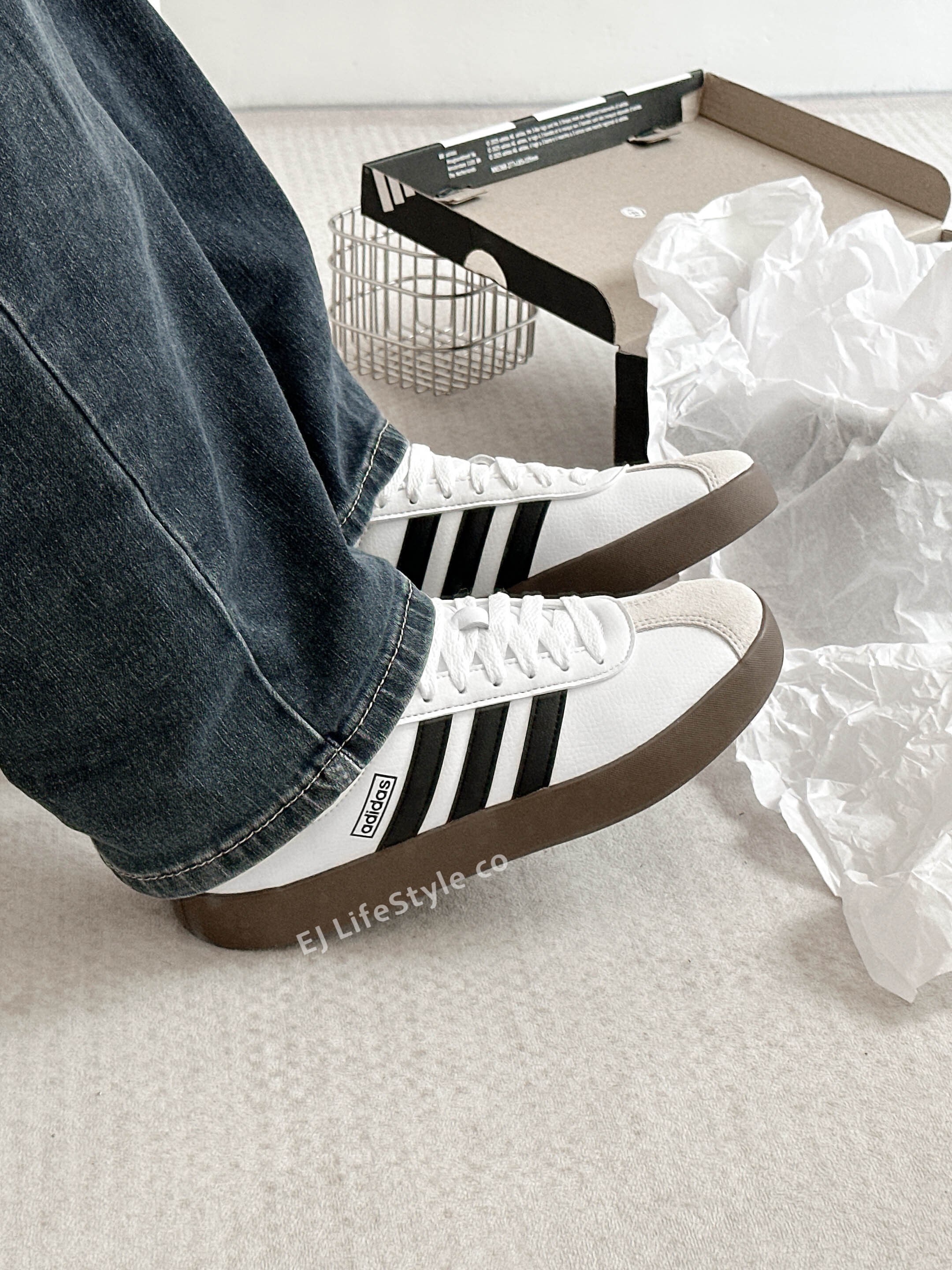 ADIDAS NEO VL COURT 3.0 白黑 荔枝皮 仿皮革 焦糖底 男女鞋 ID8797 / 現貨+調貨