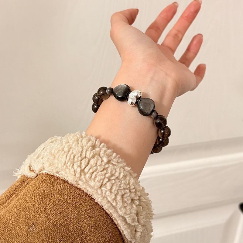 【尋心】冰曜石x銀曜石x沉香x冰種黑曜石水晶手鍊