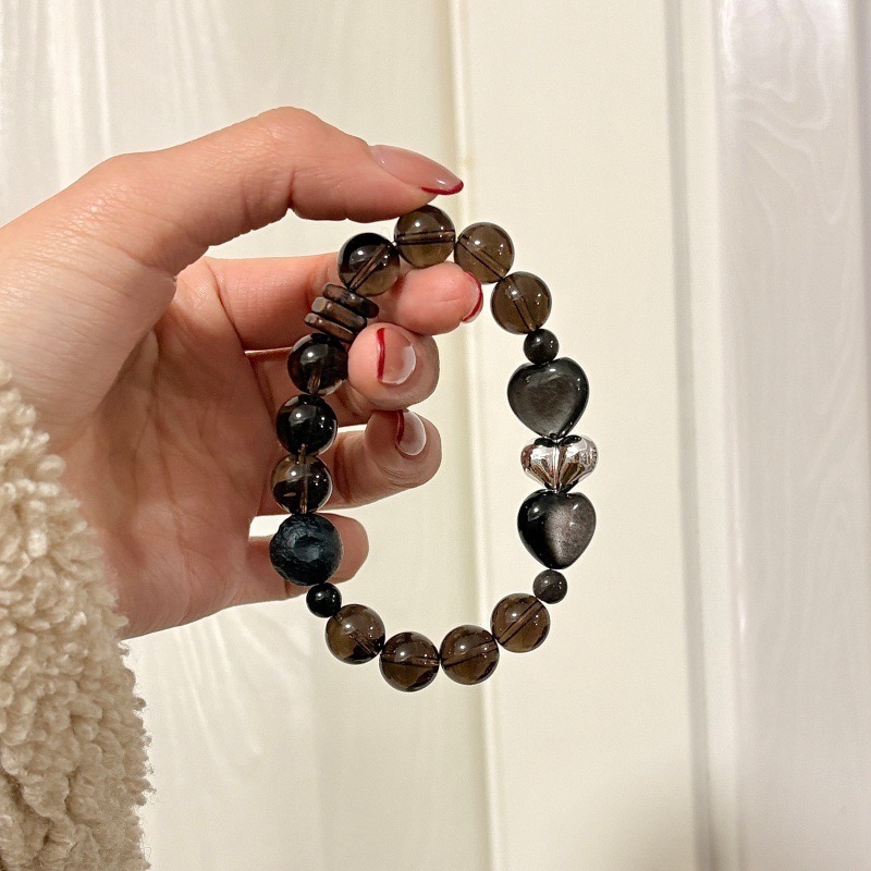 【尋心】冰曜石x銀曜石x沉香x冰種黑曜石水晶手鍊