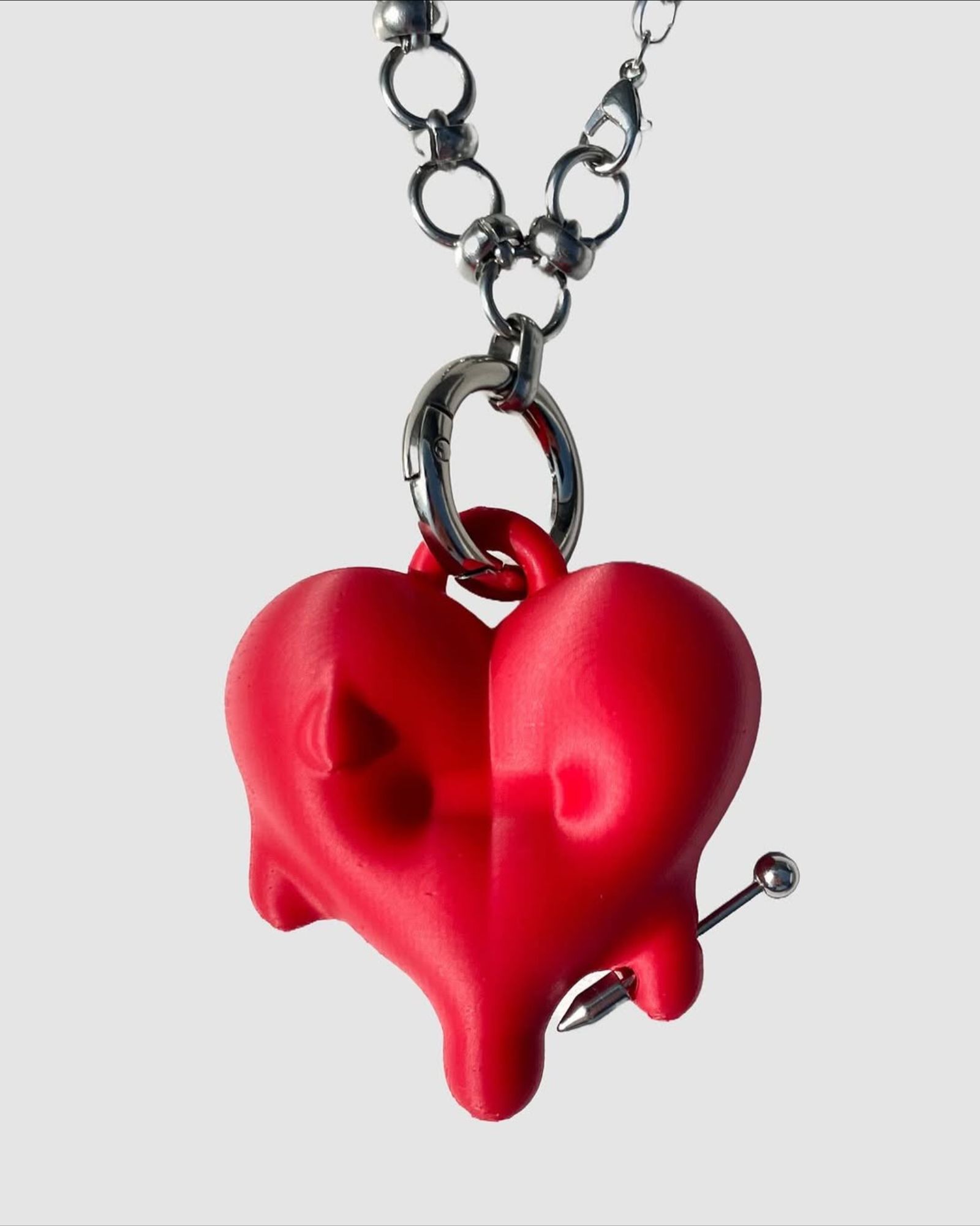 JIMI PUFFER HEART NECKLACE - Red