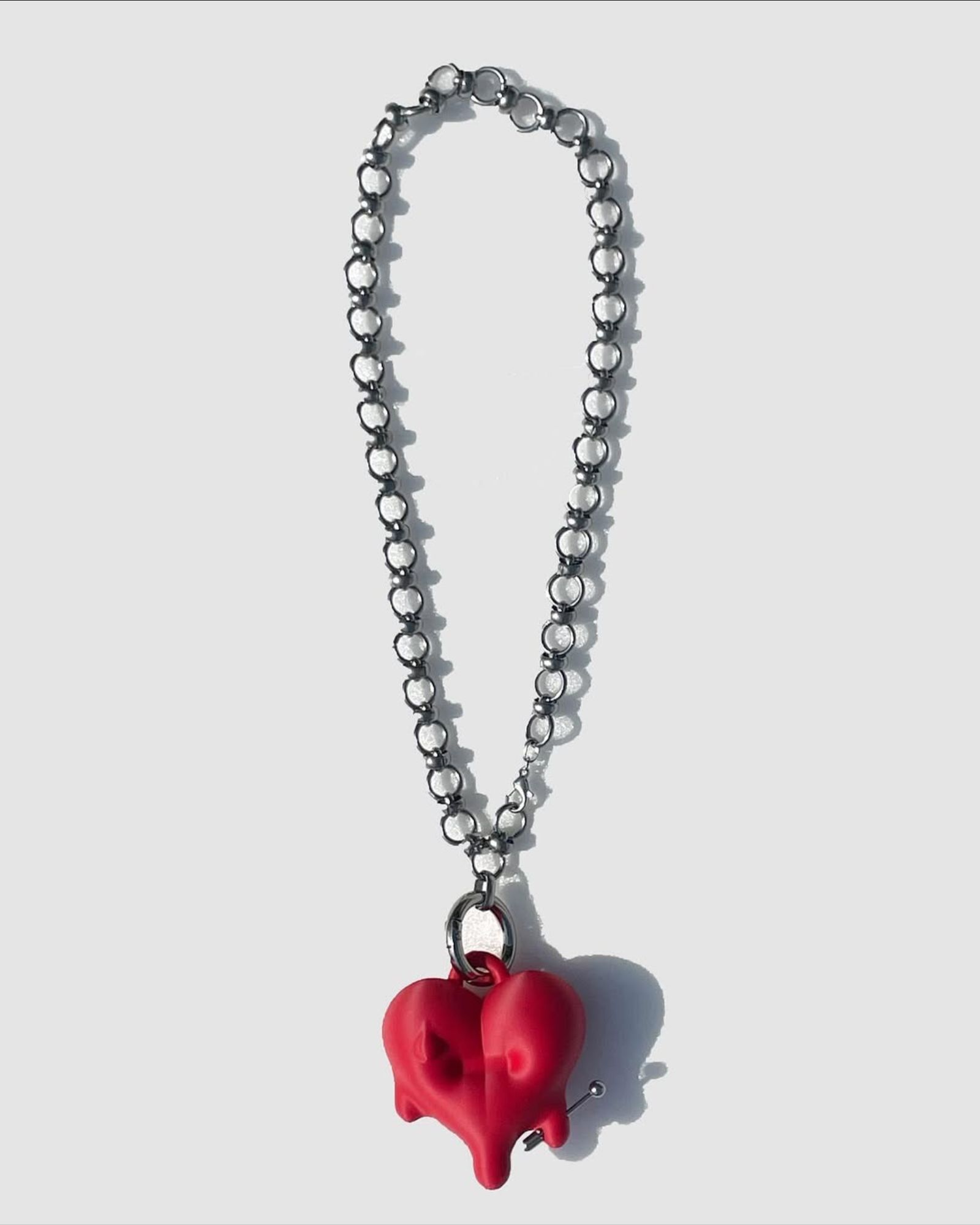 JIMI PUFFER HEART NECKLACE - Red