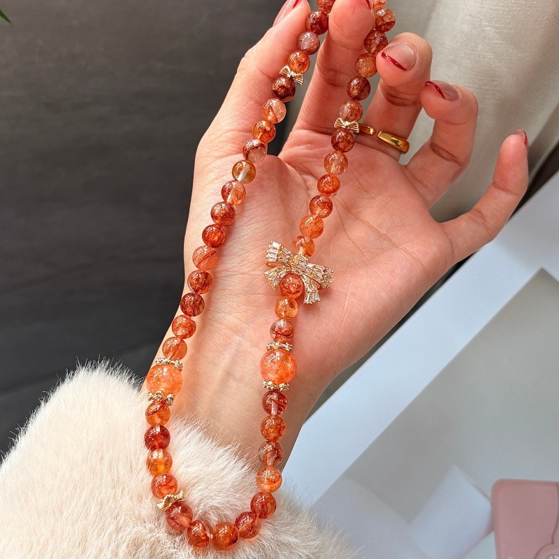 【蝶戀】天然紅膠花雙圈水晶手鍊