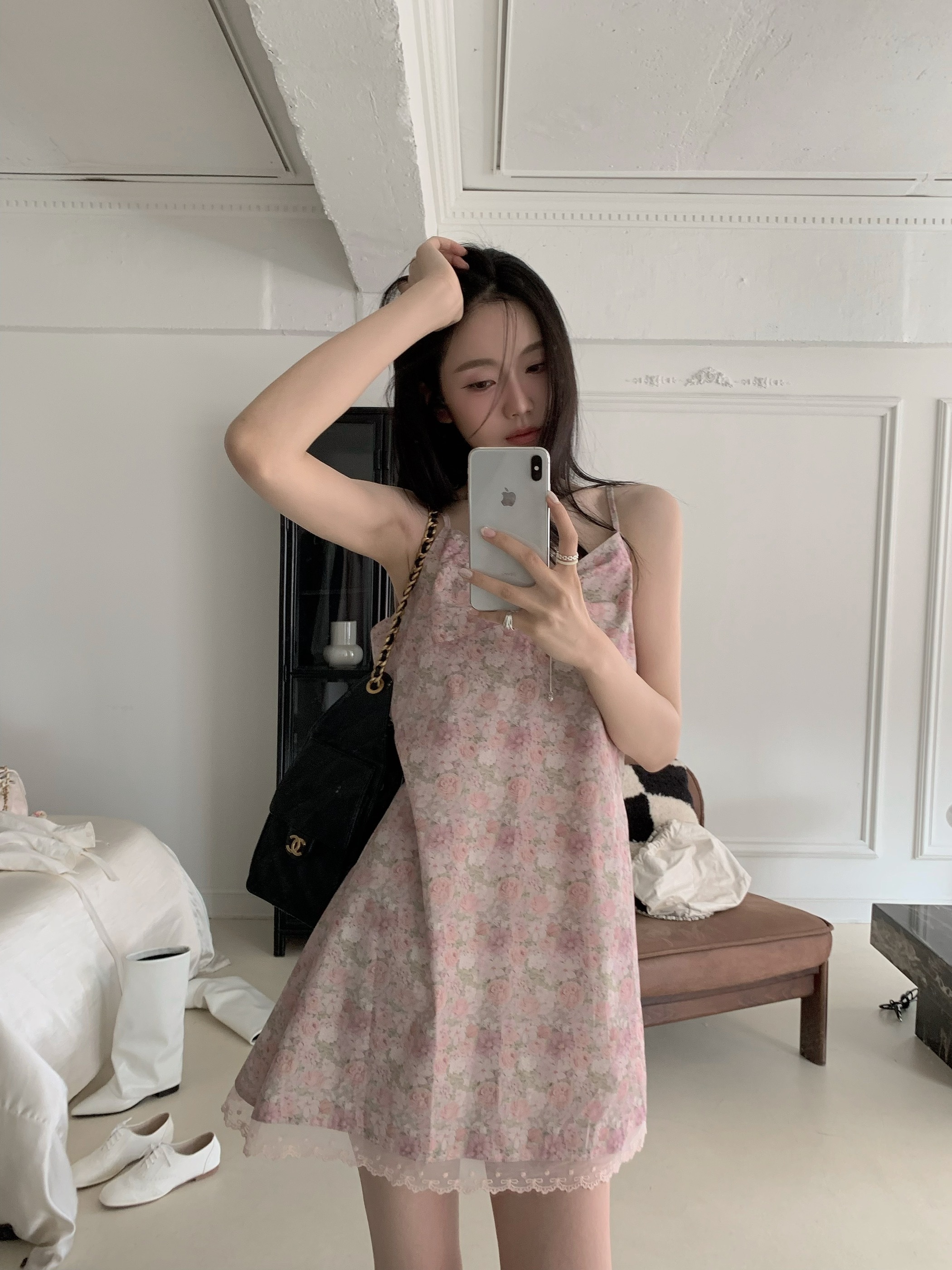 T18 DARK PINK FLORAL SLIP DRESS