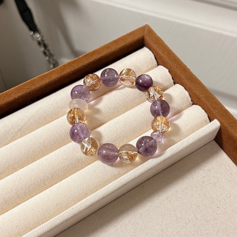 【繁星璀璨】天然紫水晶x金箔錦鯉膠花水晶x紫鋰雲母水晶首飾