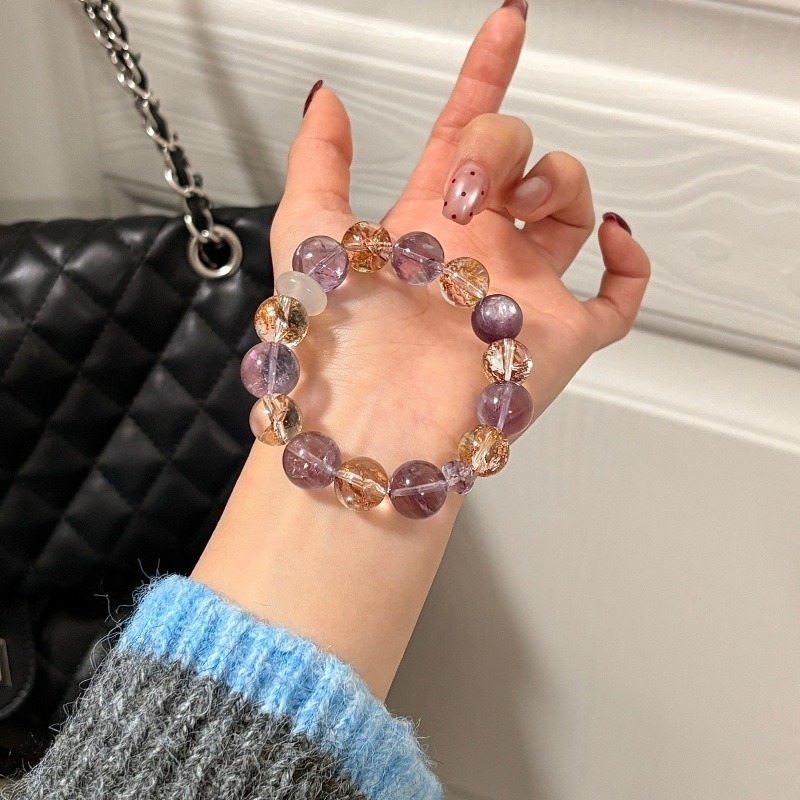 【繁星璀璨】天然紫水晶x金箔錦鯉膠花水晶x紫鋰雲母水晶首飾