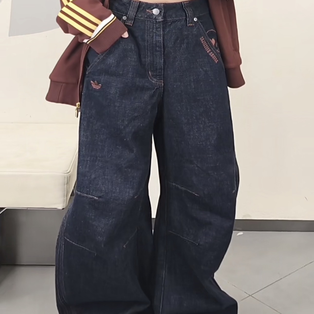 ADIDAS ORIGINALS 深藍 做舊 牛仔褲 美式 復古 情人節 骷髏頭 KT6365