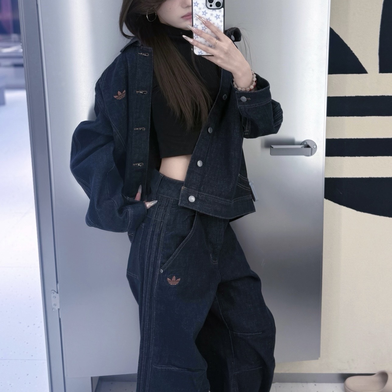 ADIDAS ORIGINALS 深藍 做舊 牛仔褲 美式 復古 情人節 骷髏頭 KT6365