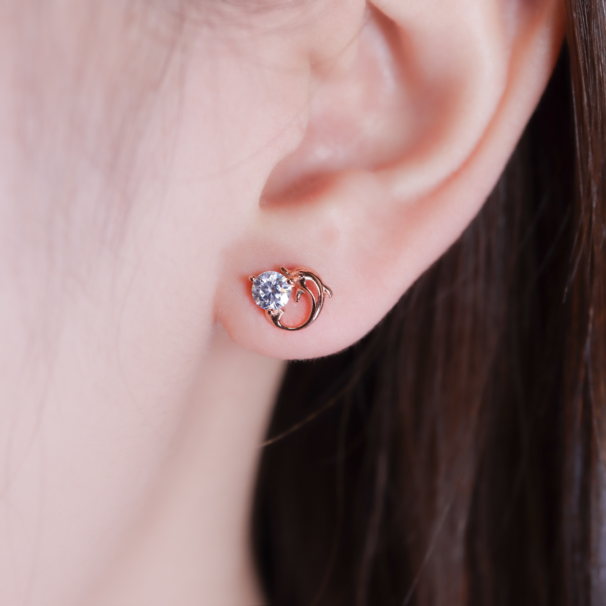 | 925純銀・白金・玫瑰金 | 專一心意耳環 (銀/玫瑰金) | EA1134 |