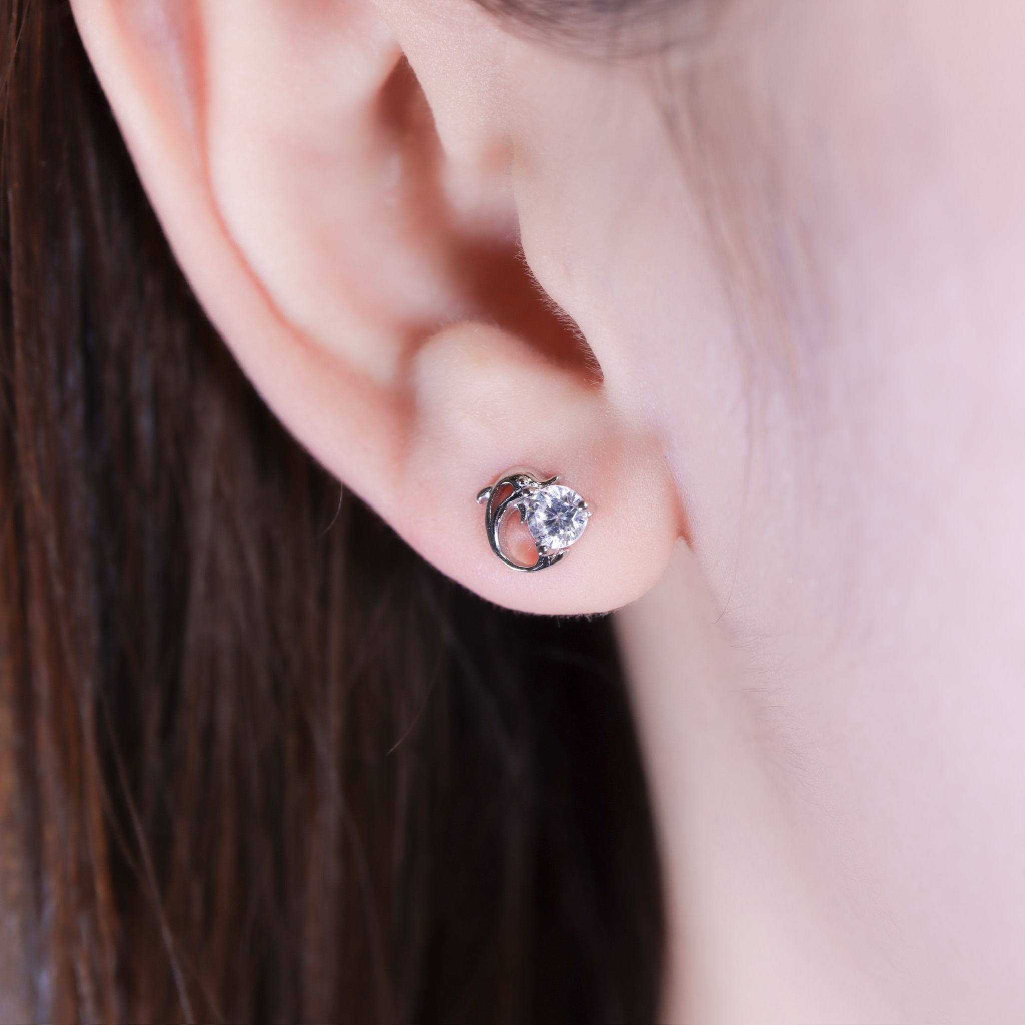 | 925純銀・白金・玫瑰金 | 專一心意耳環 (銀/玫瑰金) | EA1134 |