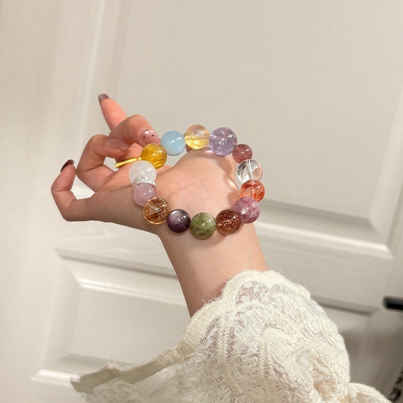 【夢幻花園】紫水晶x海藍寶x金箔膠花x白水晶x草莓晶x紅膠花x黃螢石x雪花幽靈x粉水晶x紫鋰雲母x綠鋰雲母x黑金超七