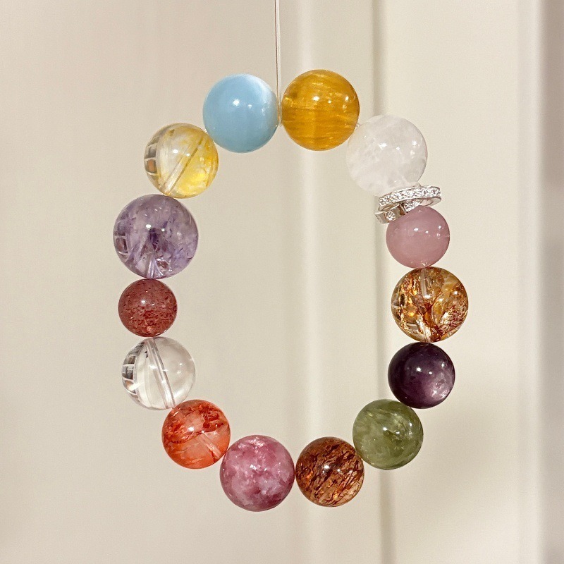 【夢幻花園】紫水晶x海藍寶x金箔膠花x白水晶x草莓晶x紅膠花x黃螢石x雪花幽靈x粉水晶x紫鋰雲母x綠鋰雲母x黑金超七