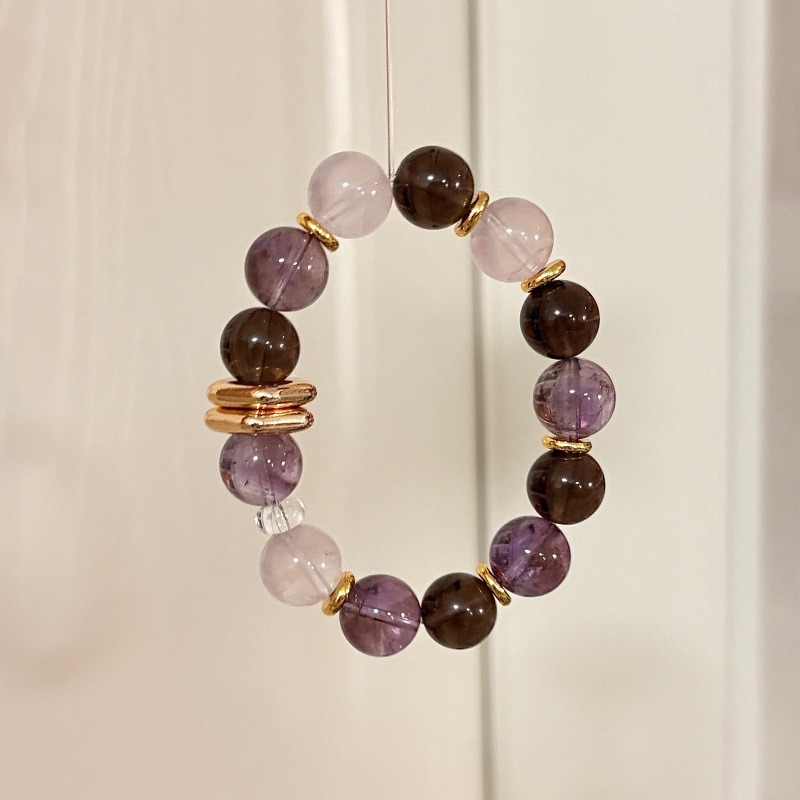 【紫金】紫水晶x粉水晶x冰曜石天然水晶能量手鍊