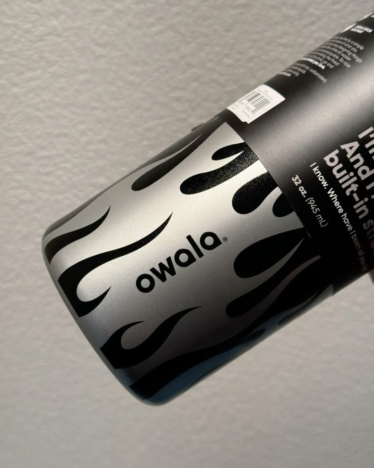 OWALA x UO Exclusive FreeSip Sway 32oz 黑銀色 火焰 聯名 冷水瓶 水壺 雙飲杯