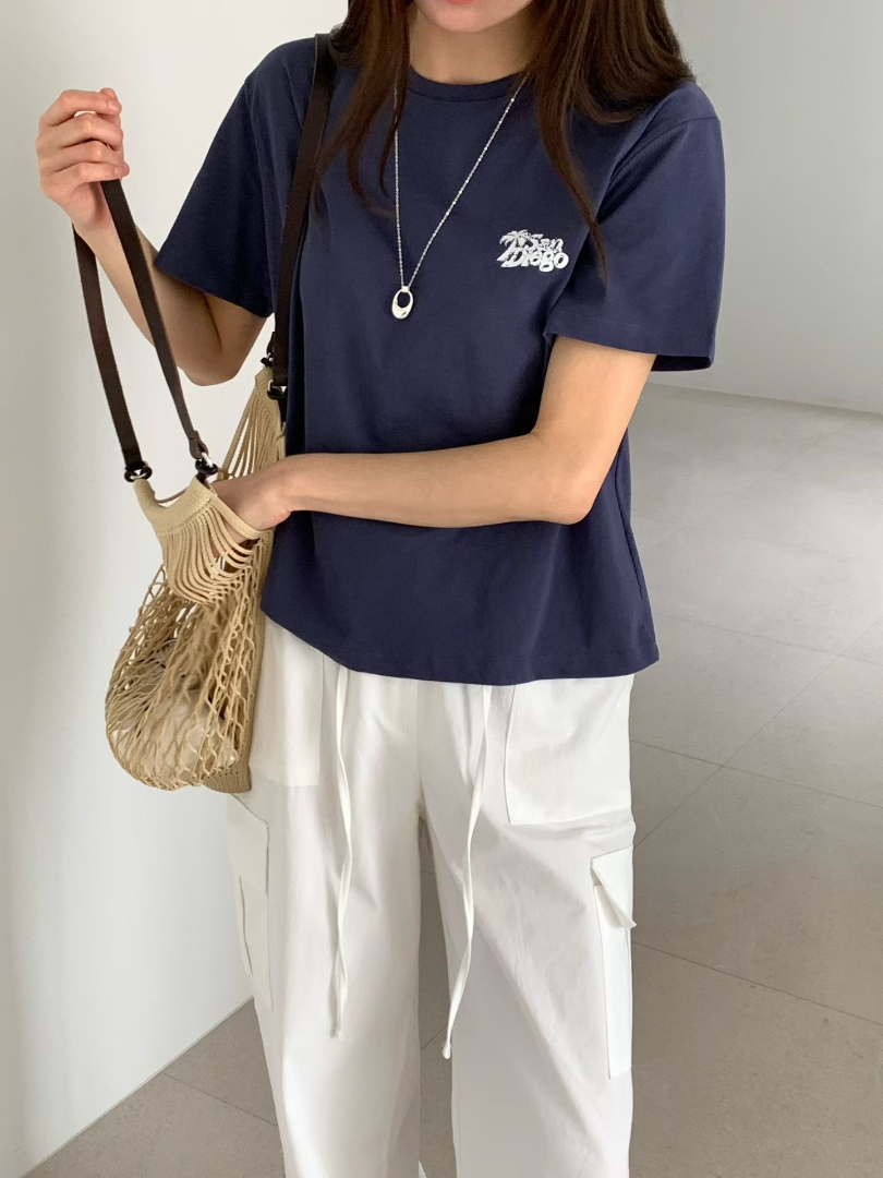 韓系簡約刺繡棉T系列｜微寬鬆顯瘦短袖T恤