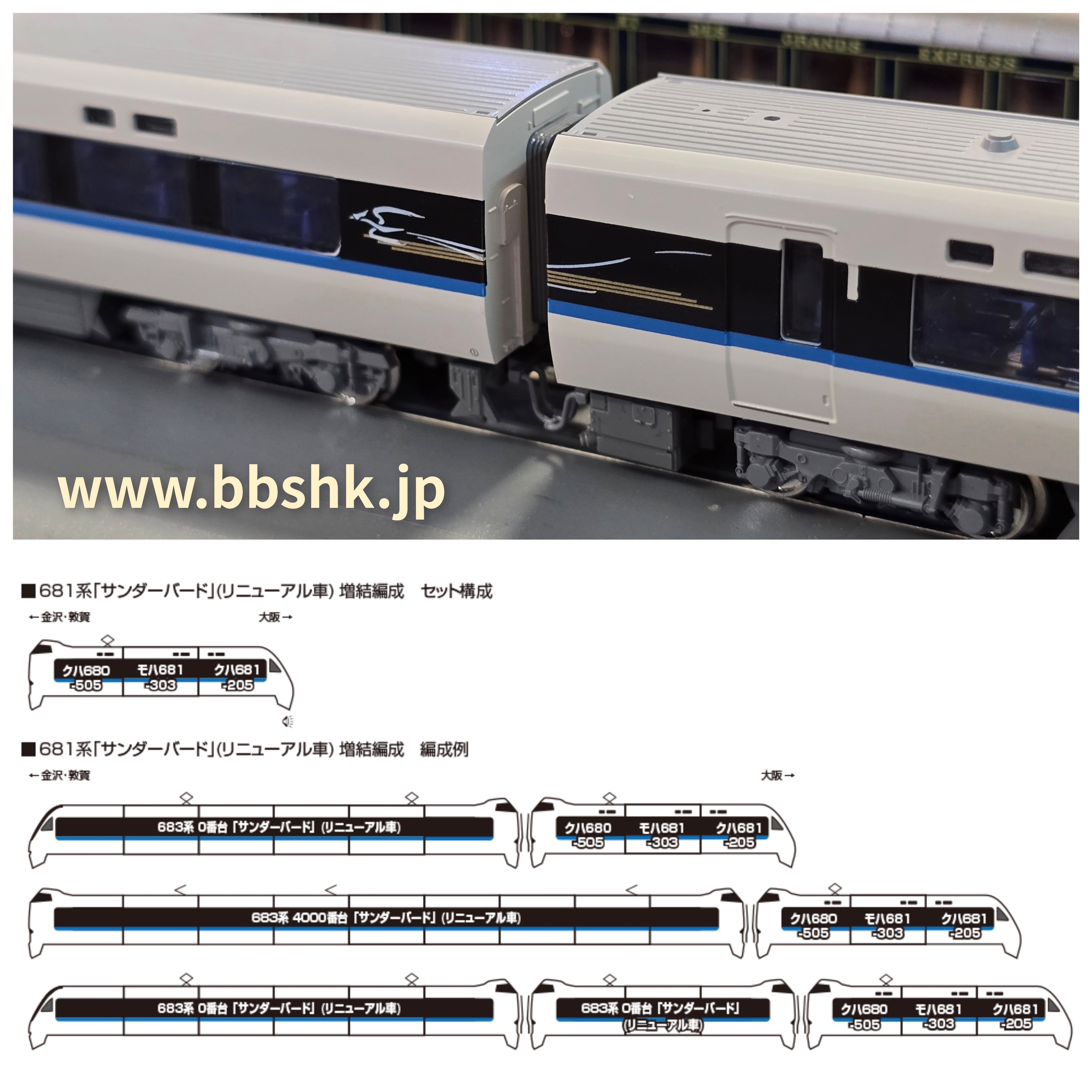 KATO 10-2149 681系Thunderbird (更新車) 増結編成3 両