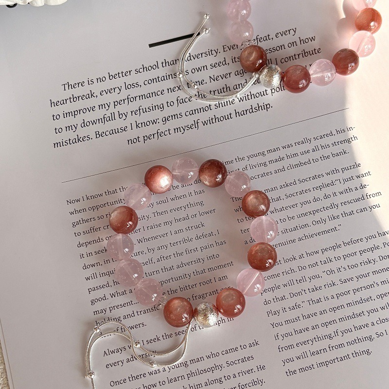 【桃粉冰露】粉鋰雲母x粉水晶桃花人緣業績手鍊