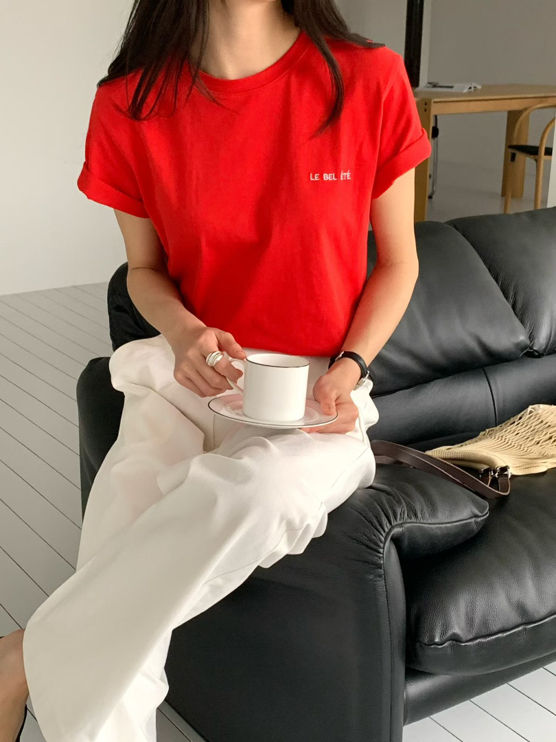 質感素色系列★法式簡約字母棉T