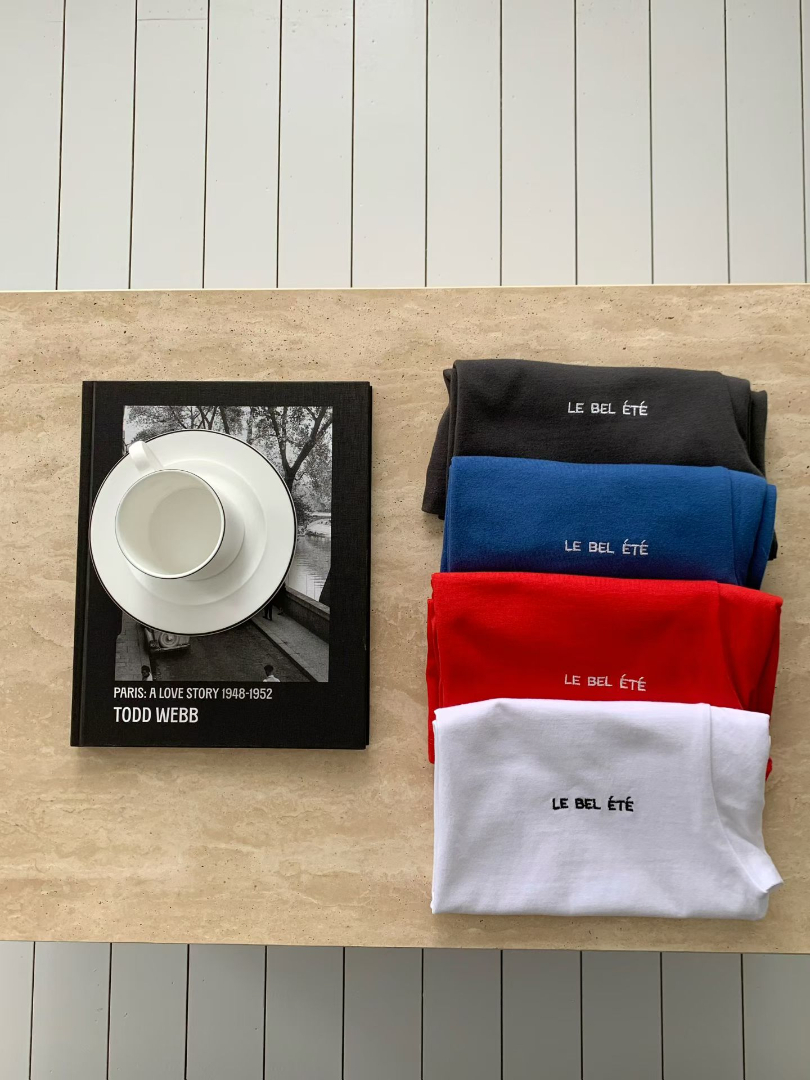 質感素色系列★法式簡約字母棉T